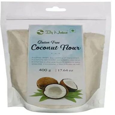 सफेद स्वच्छ रूप से तैयार स्वस्थ और पौष्टिक प्राकृतिक और जैविक नारियल का आटा (400 ग्राम) 