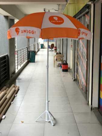 White Outdoor Customized Printed Promotional Garden Umbrella With Heavy Frame 36 Inch