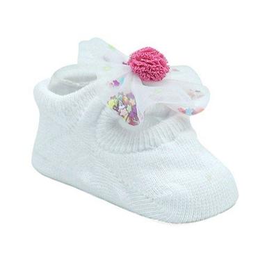 White Butterfly Cozy Woolen 7 Month Old New Born Baby Girl Booties For Winters Size: 0-1 Year 1-3 Year 3-5 Year 5-7 Year
