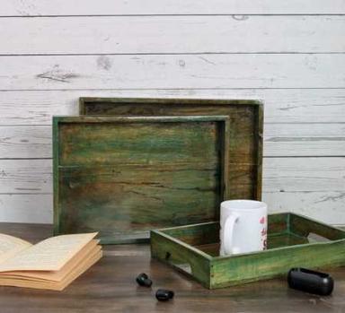 Green Exclusively Carved Custom Polished Wooden Serving Trays And Boxes