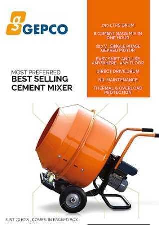 Hand And Portable Mobile Mini Concrete Mixer 230 Ltrs With Single Phase Motor Voltage: 220 Volt (V)