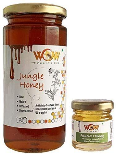 Wow Buzzing Bee Raw Honey - Jungle & Acacia, Pack Additives: Glass Bottle.