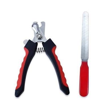 Black+Red Stainless Steel Pet Animal Nail Cutter And Toe File Trimmer Set For Home And Clinic