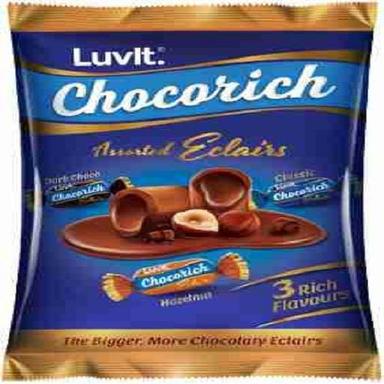 Luvit Chocorich असॉर्टेड एक्लेयर्स हेज़लनट, डार्क चोको और क्लासिक फ़्लेवर टॉफ़ी बार्स अतिरिक्त सामग्री: चॉकलेट 