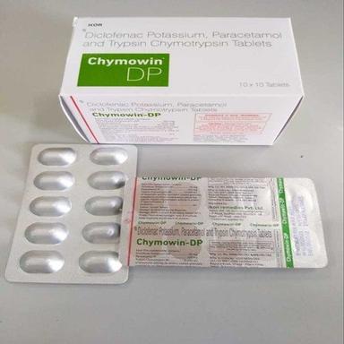 White Diclofenac Potassium Paracetamol And Trypsin Chymotrypsin Tablets 