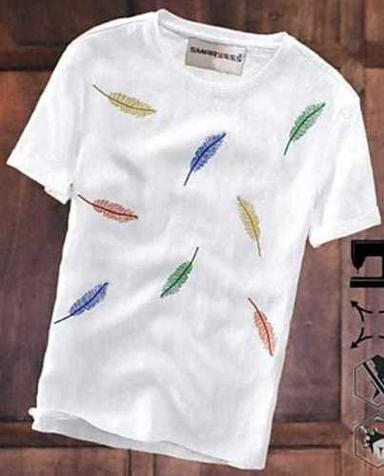 Fancy And Graceful Mens White Color Printed Cotton T- Shirt Gender: Male