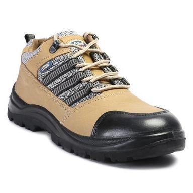 Beige And Black Mens Allen Cooper Lace-Up Heat Resistant Synthetic Leather Safety Shoes