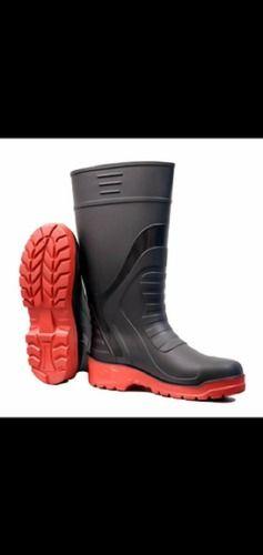 Mens Heat Resistant Lightweighted Black Pvc Safety Gumboot Heel Size: Low