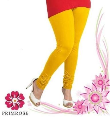 Yelllow Poly Cotton Full Length Shiny Shimmer Orange Base Yellow Color Leggings For Women