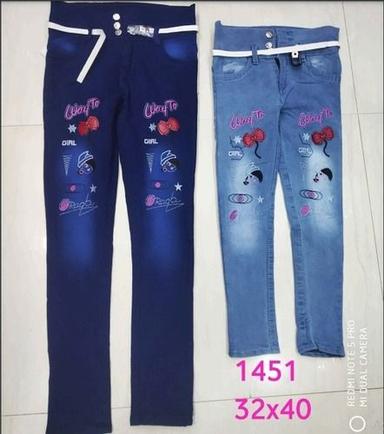 Shrink Resistant Comfortable Stretch Fabric Blue Denim Ladies Printed Jeans  Age Group: >16 Years