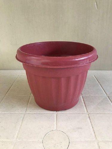Custom Maroon Color Round Shape Plastic Garden Flower Pots For Planting
