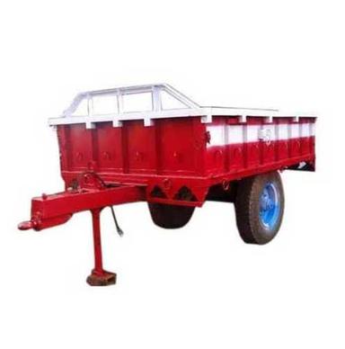 Trolley Red And White Colour Mild Steel Rectangular Tractor Trolley, 3.5 Meter Length