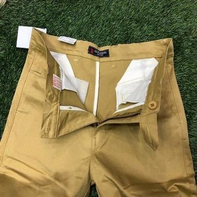 Brown Shrink Resistant Men'S Casual Trousers Made With Superior Quality Of Cotton