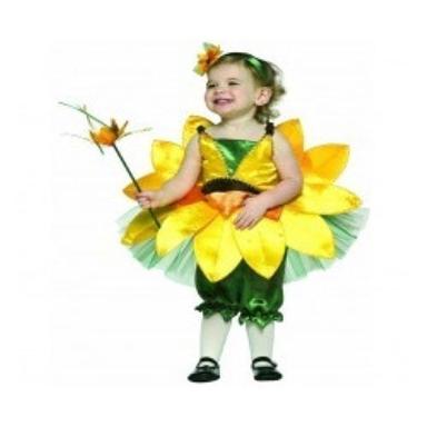 Beautiful Design Creative Kids Fancy Sunflower Dress Costume In Yellow And Green Colour Decoration Material: Ribbons