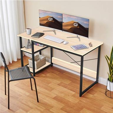Kawachi Computer Desk 47 Inch Home Office Writing Table With 2 Tier Reversible Storage Shelves Large Size Laptop Study Gaming Desk Workstation