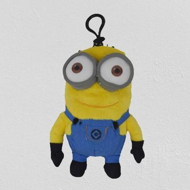 Moisture Proof Yellow And Blue Minion Soft Toy Kids Zipper Closure Cotton Fabric School Bag With 
