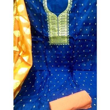 Indian Designer Wear Ladies Blue Color Salwar Kameez With Orange Colour Pant And Dupatta