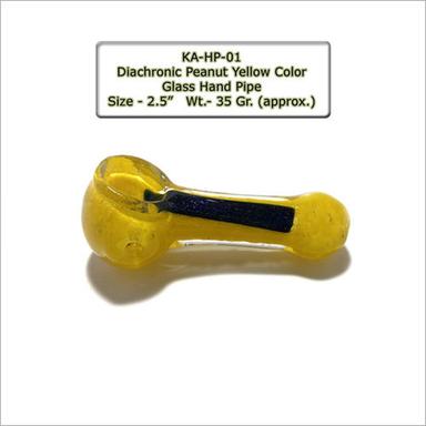 KA-HP-01 Printed Dichronic Peanut Yellow Color Glass Hand Pipe