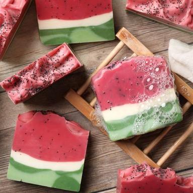 Red Refreshing Herbal Watermelon Bath Soap Suitable For All Skin Types