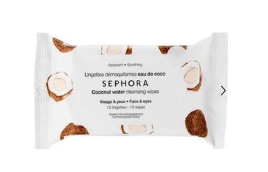 White 10 Wipes Sephora Coconut Water Cleansing Wipes With Aloe Vera, No Colour