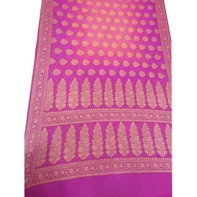 Festive Comfortable Dazzling Look Pink Banshani Silk Saree With Golden Colour Embroidery