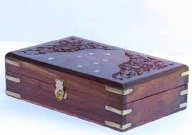 Rectangular Carved Dark Brown Wooden Gift Box