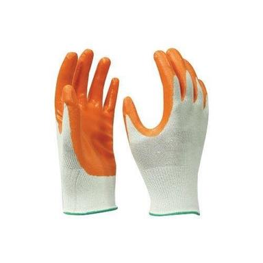 White+Orange Rubber Coated Safety Gloves