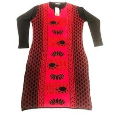 No Fade Party Wear Ladies Full Sleeve Fancy Woolen Kurti With Full Sleeves For Winter Season