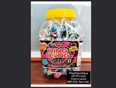 Osho Ding Dong Pop Multicoloured Sweet Flavored Assorted Lollipop, 125 Pcs Jar Pack Fat Contains (%): 9 Grams (G)