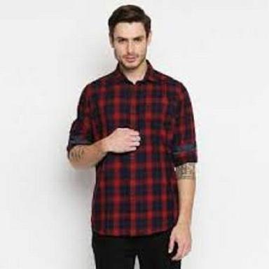 Red And Black Check Printed Full Sleeves Mens Shirts With 100% Cotton Fabric Age Group: Customize