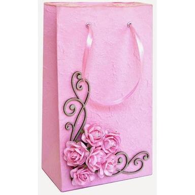 Handled Ribbon Pink Colour And Recyclable Fancy Printed Designer Paper Bag