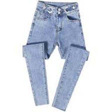 Blue Color Denim Jeans Plain Pattern Stretchable And Breathable For Ladies Age Group: >16 Years