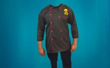 Mens Polyester And Cotton Fabric Plain Black Chef Coat, Size : S-Xxl Collar Type: Round Collar