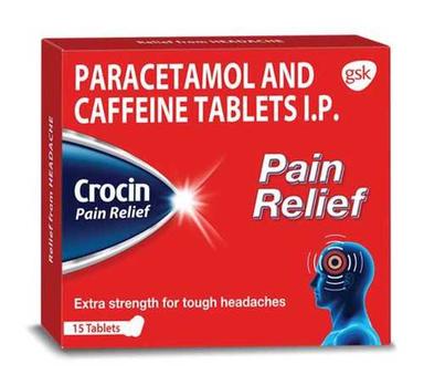 Paracetamol And Caffeine Crocin Pain Relief Tablets 15Tab Pack Age Group: Adult