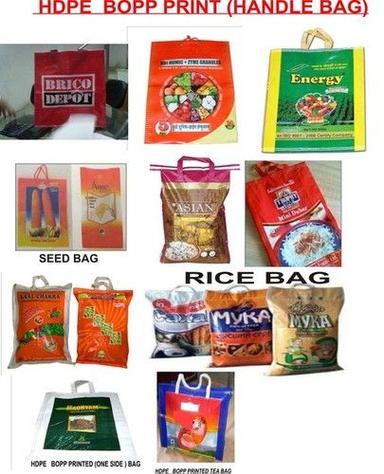Customized HDPE BOPP Printed Bags with Handles for Packaging Grains and Pulses