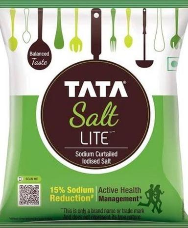 White Tata Salt, 15% Low Sodium Curtailed Iodised Salt, Pack Size 1 Kg