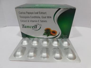Tancell Carica Papaya Leaf Extract, Tinospora Cordifolia, Goat Milk Extract And Vitamin E Tablets, 10X10 Blister Pack General Medicines