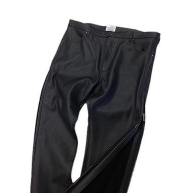 Black Mens Plain Slim Fit Comfortable And Soft Leather Pants