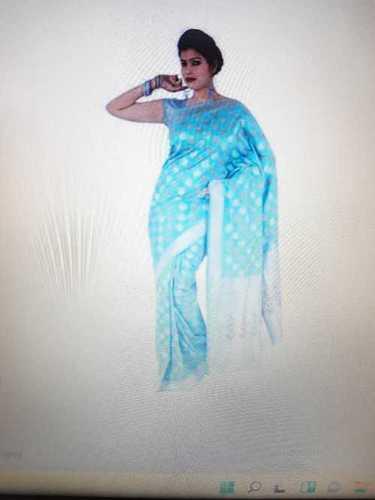 Printed 6 Meters Ladies Zari Work Silk Saree For Wedding Wear