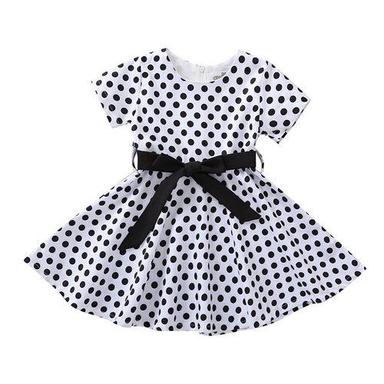 Quick Dry White And Black Colour Printed Pattern Pure Cotton Baby Girls Frocks