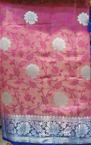 Khadi Fancy Pink And Grey Color Printed Cotton Silk Women'S Sarees For Party Wear