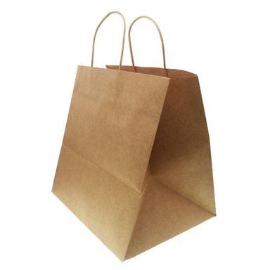Single String Brown Colour Kraft Paper Bag For Packaging Food With Loop Handle