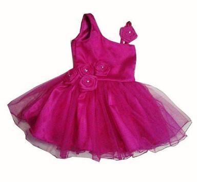 Breathable Dark Pink Colour Designer Baby Grils Frocks For Party And Wedding Wear
