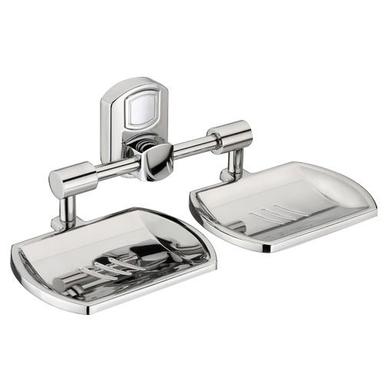 Rectangular Silver Wall-Mounted Heavy-Duty Stainless Steel Double Bathroom Soap Dish
