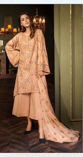 Indian Pink Color Printed Ladies Comfortable Designer Suits For Party And Wedding Wear