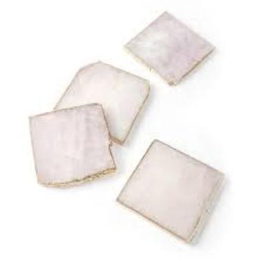 Pink Large Decorative Quartz Coasters Come With An Electroplated Metal Edge