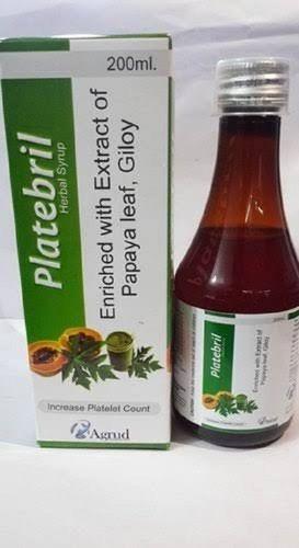 No Side Effect Herbal Platebril Enriched With Extract Of Papaya Leaf Giloy (200Ml) Store At Cool And Dry Place