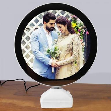 White Round Table Mounted Led Sublimation Photo Led Magic Mirror For Home 