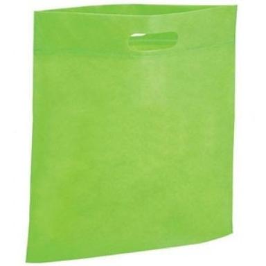 Tear Resistant and Light Weight Plain Green Color D Cut Handle Non Woven Carry Bag