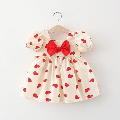 Attractive White And Red Color Heart Printed Baby Frocks For Daily Wear  Age Group: 1-6 Year